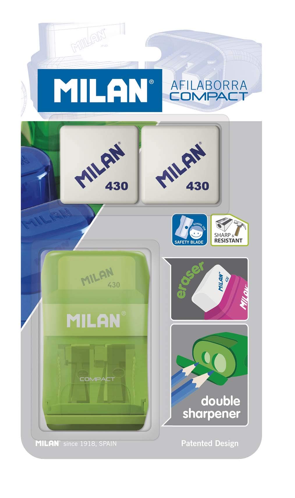 Milan Blister afilaborra Compact + 2 gomas de recambio