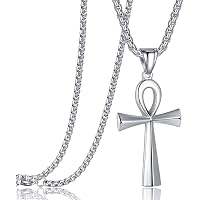 Ankh Cross Pendant In 925 Silver With Garnet - Gift For Birthday/Wedding