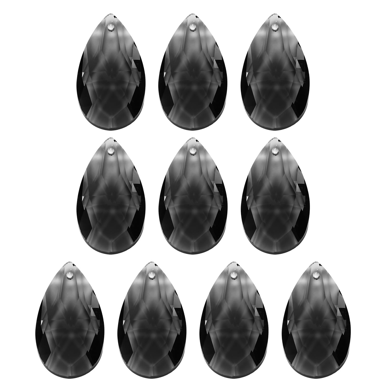 PATIKIL K9 Crystal Pendants Teardrop Beads, 10 Pack 38mm Chandelier Prisms Parts Hanging Beads DIY Lamp for Arts Crafts Decoration, Light Black