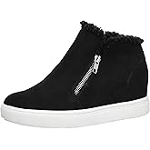 CUSHIONAIRE Women's Heaven Hidden Wedge Faux Shearling Sneaker +Memory Foam