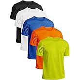 Yafanqi 5 Pack Mens Short Sleeve Shirts Quick Dry Moisture Wicking Athletic Running Gym Workout Casual Basic Tee Shirt