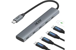 Acer USB C Hub 10Gbps with Type-C PD 100W, Ultra Slim Aluminum 5-in-1 USB-C Splitter with 4*USBC 3.2 Ports for iPhone 17/16 S