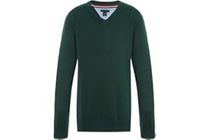 Tommy Hilfiger Boy's Long Sleeve V-neck Sweater, Kids School Uniform Clothes, Pullover