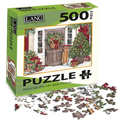 LANG - 500 Piece Puzzle -"Holiday Door", Artwork by Susan Winget - Linen Finish - 24' x 18' Completed