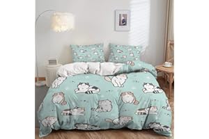 AILONEN Cat Duvet Cover Set, Queen Comforter Cover, 1 Quilt Cover 2 Pillowcases