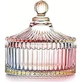YILUSHENGHUA Colorful Glass Jar With Lid,Christmas Candy Dish,Candy Cookie Jars,Jewelry Box,Biscuit Containers Food Storage,Decorative Jar(Multi-Color)