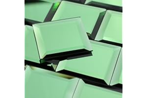 Miscasa 3"x3" Green Peel and Stick Mirror Backsplash Tile, Square Beveled Self-Adhesive Wall Tile for Kitchen Bathroom Backsplash Wall Pack of 80 Pieces
