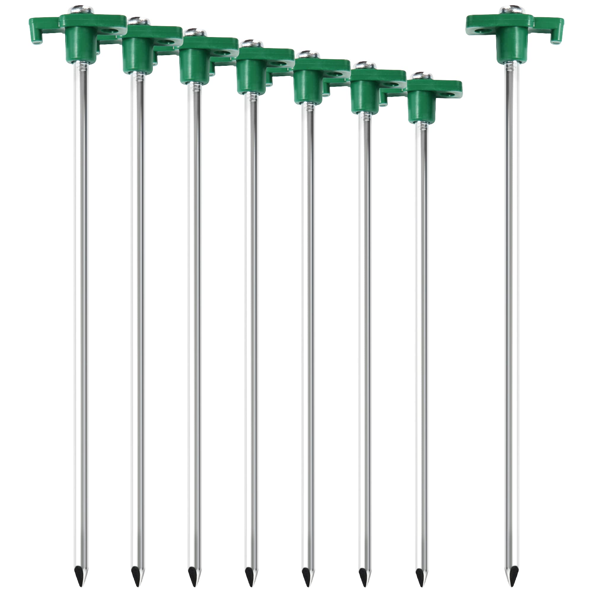 com-four® 8x Steel Tent Pegs - Long and Durable Pegs with Plastic Mount for Camping and Outdoor - Ideal for Normal and Hard Ground 250x7mm