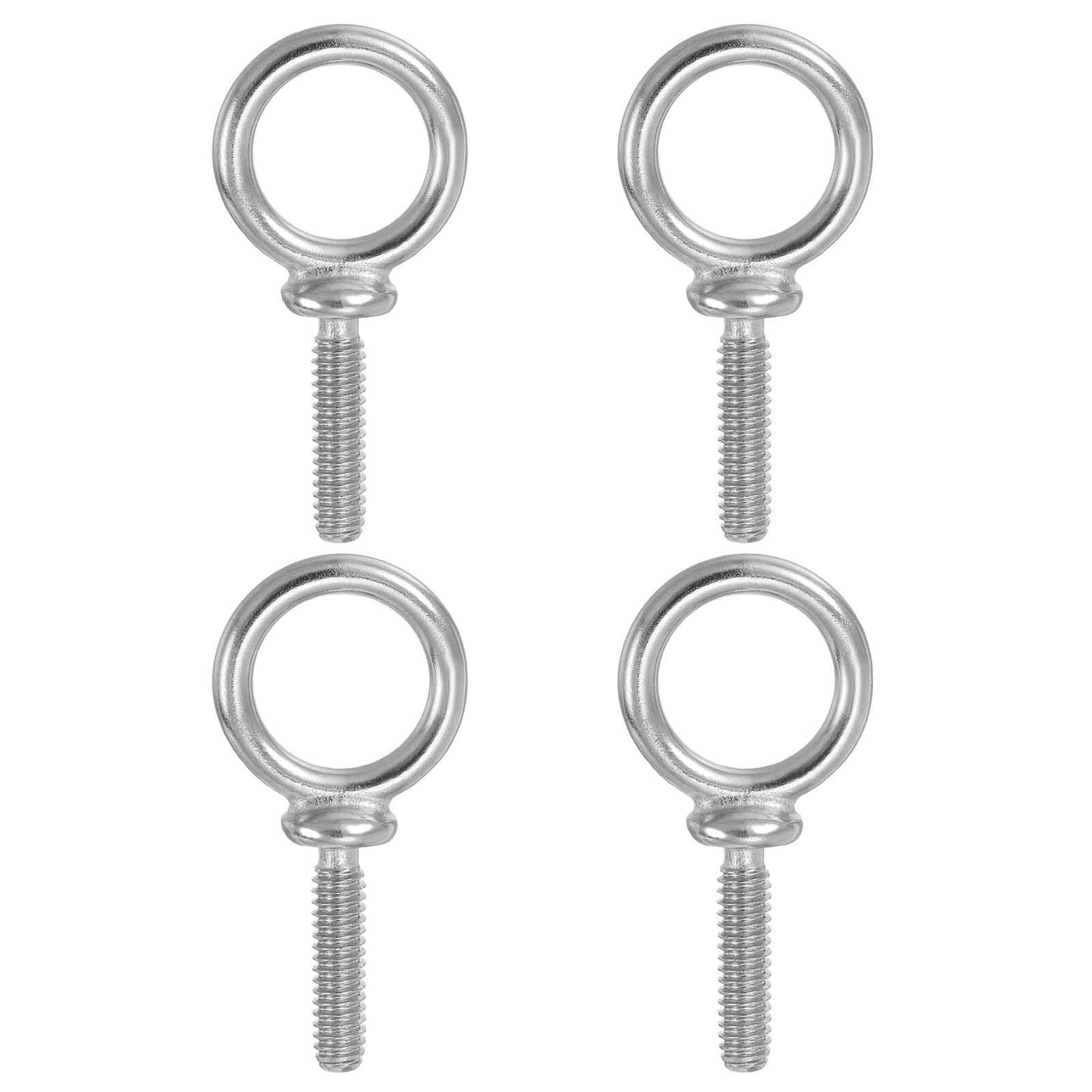 PATIKIL Lifting Eye Bolts UNC1/4"-20, 4 Pcs 304 Stainless Steel Marine Grade Machinery Shoulder Lifting Ring Threaded Eyebolt for Hanging Tie Down Straps, Silver