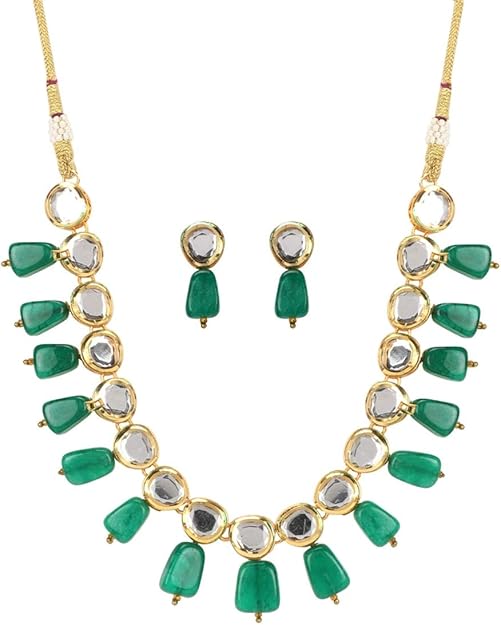 Buy Generic Gold Plated Green Color Jewellery Set for WomenPID28487 at
