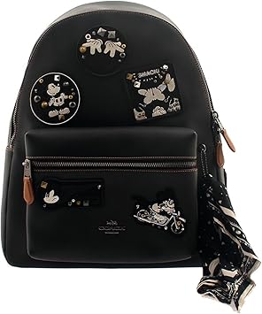 black leather mickey mouse backpack