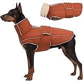 ASENKU Warm Dog Coat, Waterproof Dog Jackets for Large Dogs with Reflective Fleece Vest Turtleneck with Button,Windproof Cold Weather Coats for Small Medium Large Dogs, Red Brown, XL