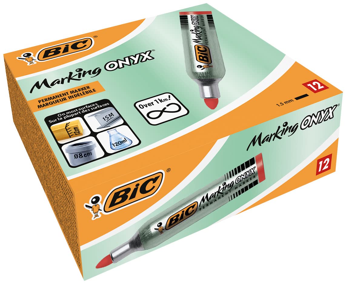 BIC Marking Onyx 1482 Bullet Tip Permanent Marker (Box of 12) - Red