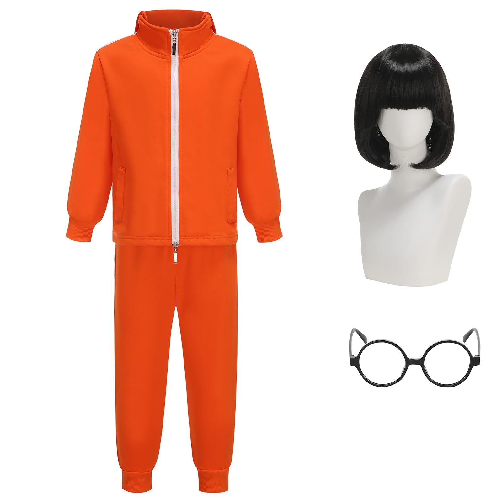 Photo 1 of ADDACOS Vector Costume Kids Jacket Trousers Dress Up Halloween with Wig Glasses (Yellow, 140(7-8T))