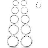 SCERRING 3-10PCS 16G Stainless Steel Hinged Clicker Segment Septum Nose Lip Ring Hoop Cartilage Tragus Sleeper Earrings Body Piercing Jewelry 8mm 10mm 12mm 14mm 16mm