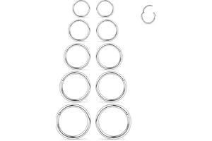 SCERRING 3-10PCS 16G Stainless Steel Hinged Clicker Segment Septum Nose Lip Ring Hoop Cartilage Tragus Sleeper Earrings Body Piercing Jewelry 8mm 10mm 12mm 14mm 16mm