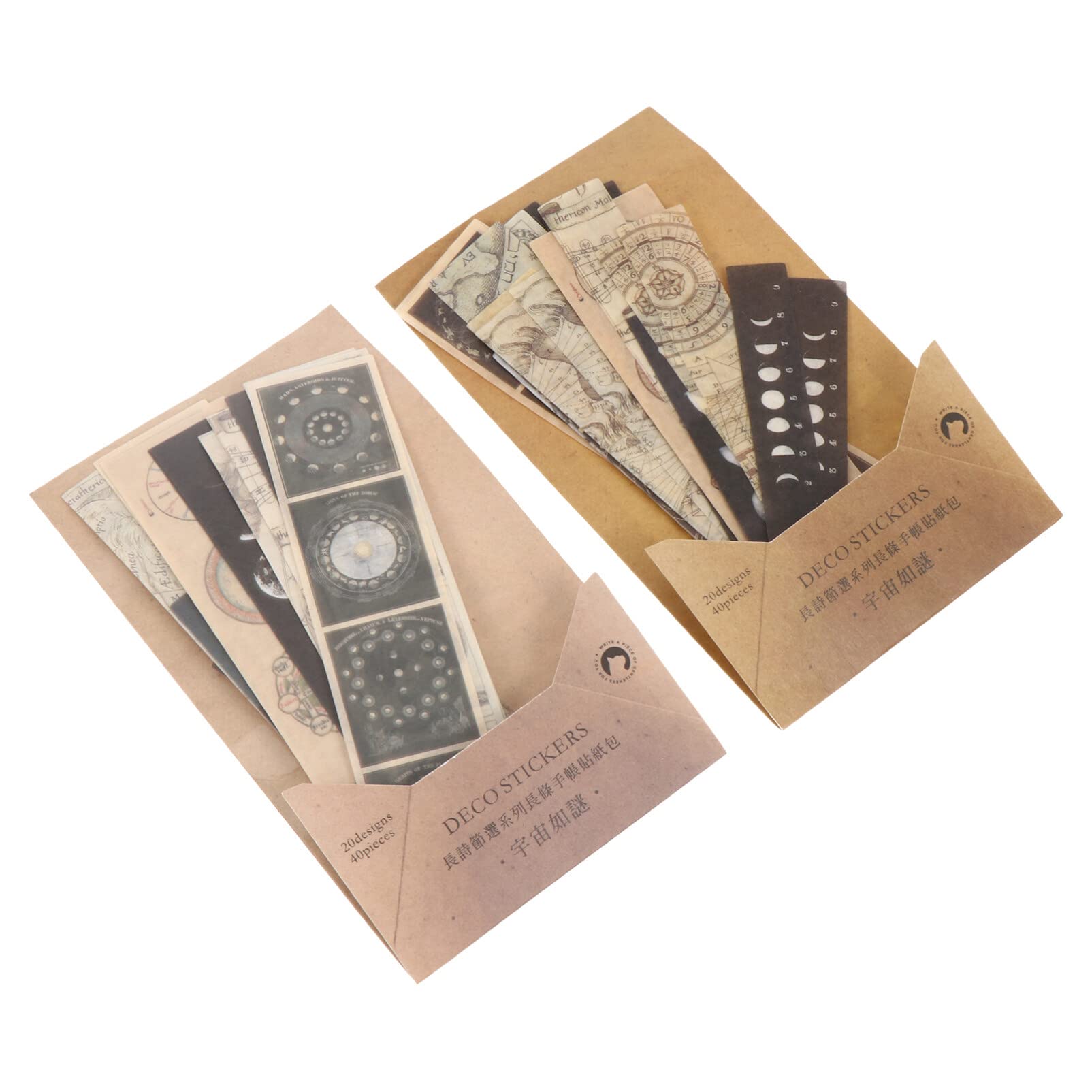 Vintage Astronomy Washi Stickers Space Planets Sun Moon Antique Planner Sticker Retro for DIY Scrapbooking Journaling Journal Accessories 2 Sets