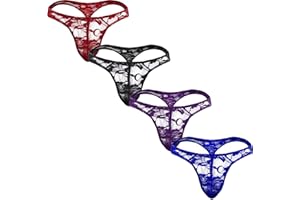 Faringoto Mens Transparent Lace Thong G-String Underwear,Mesh Thongs Lingerie Breathable Briefs