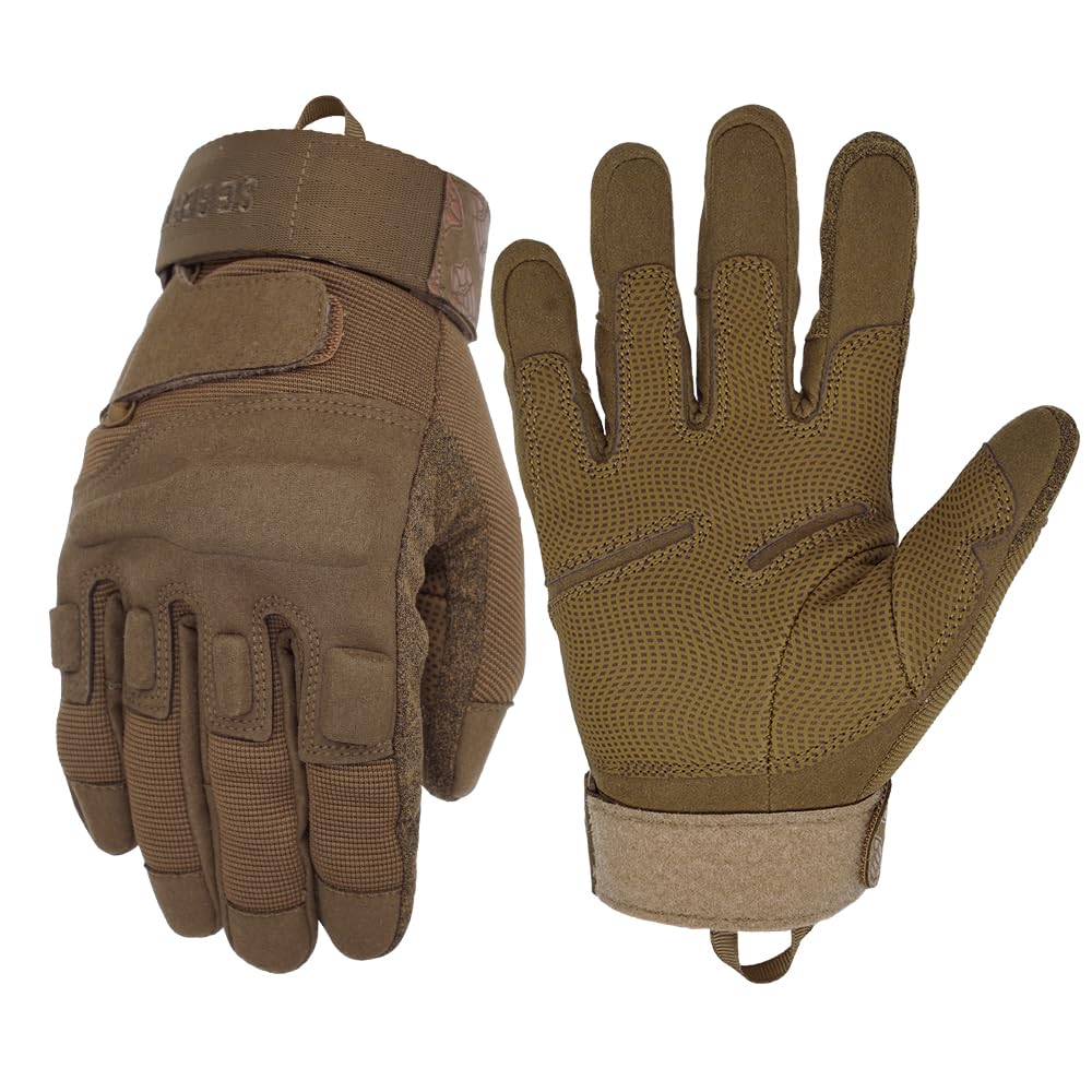 Seibertron Adult Or Youth S.O.L.A.G Sports Outdoor Full Finger Touchscreen Gloves Coyote XL