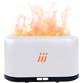 Flame Diffuser for Essential Oils, 180ml Aromatherapy Diffuser with Flame Effect, Quiet Cool Mist Humidifier, Auto-Off, Small Oil Diffuser for Home, Office,Bedroom, Gifts (White)