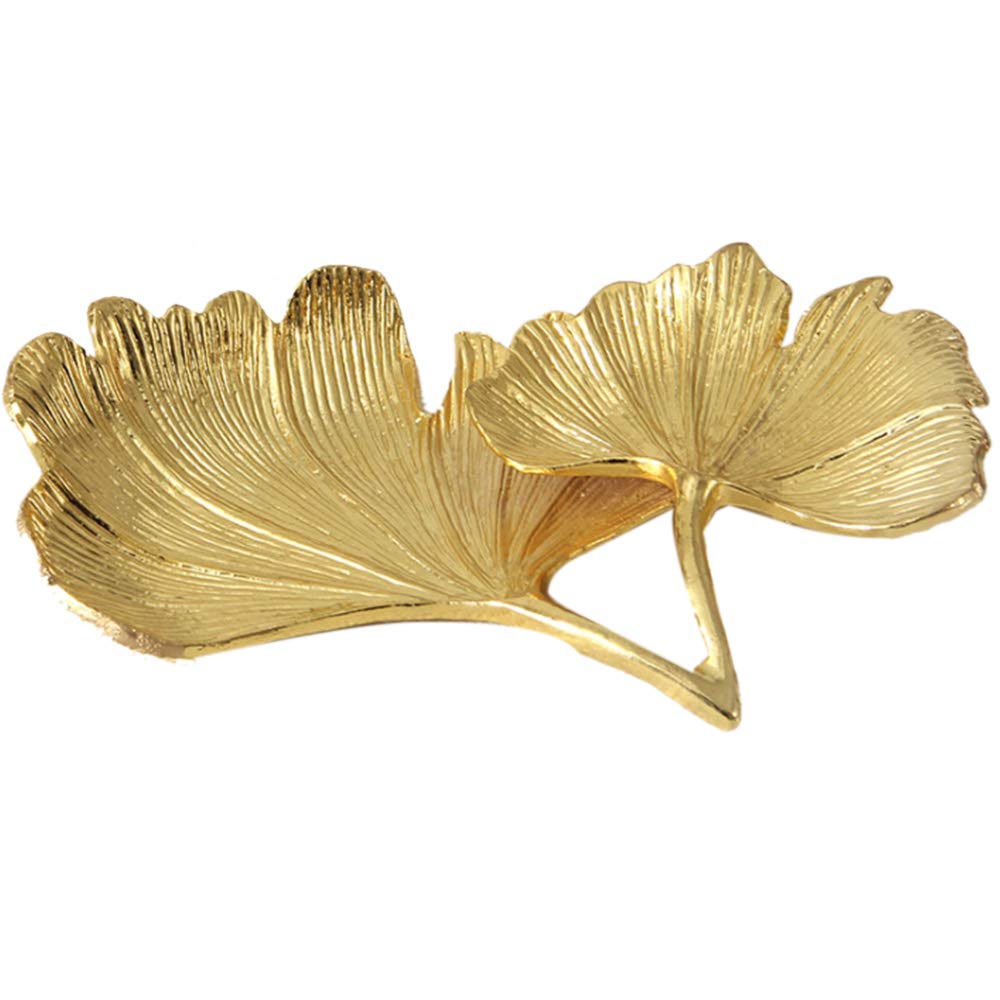 Wanjorlay Ginkgo Biloba Leaf Decorative Tray Gold Jewelry Tray Desk Decorative Dish Organizer Tray for Ring Necklace