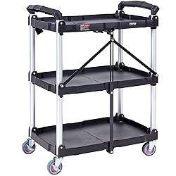 VEVOR Foldable Utility Service Cart, 165LBS 3 Shelf