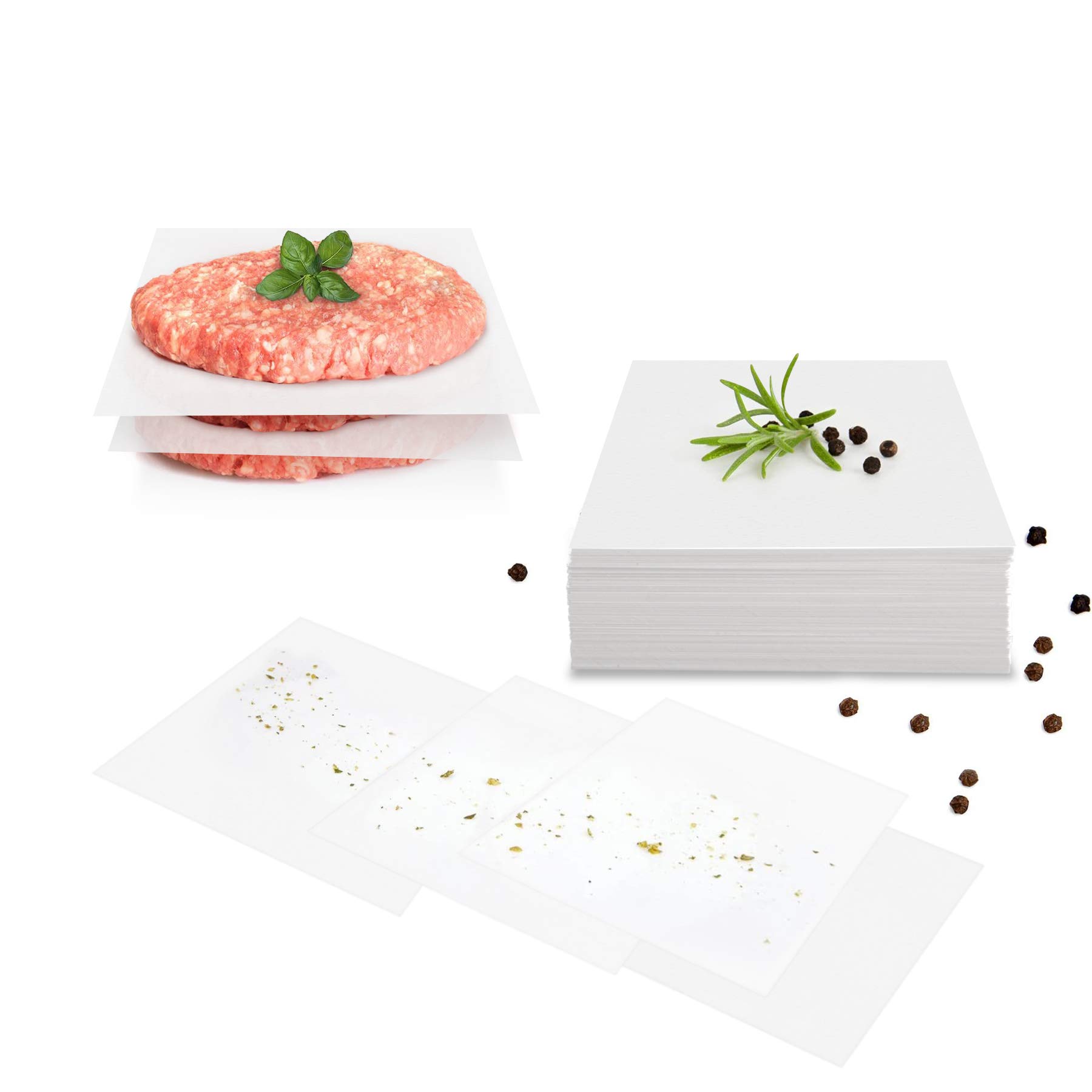 GOURMEO® Burger Paper/Sheet Baking Paper for Burger Press Diameter 14 x 14 cm (5-1/2") Pack of 500 - Non-Stick Baking Paper/Separating Paper for Perfect Hamburgers Cheeseburgers Barbecuing