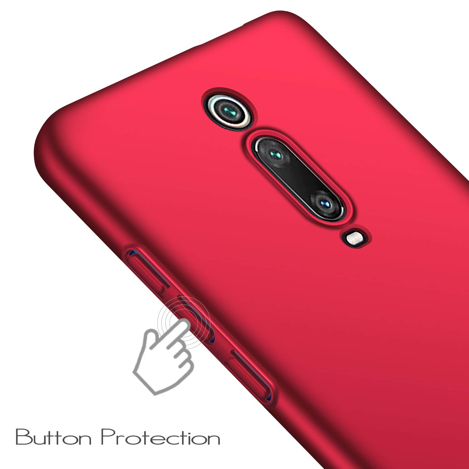 UCMDA Funda Xiaomi Mi 9T / Xiaomi Mi 9T Pro con Protector de Pantalla, Carcasa Duro Funda Xiaomi Mi 9T / Xiaomi Mi 9T Pro con Cristal Templado - Rojo