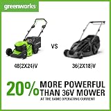 Greenworks 48V Cordless Lawnmower Twin Battery 36cm 40L Bag 210m² view 3