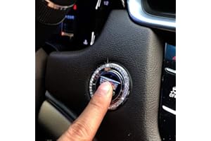 WSHFJDVCM Ice Out Crystal Car Decorative Diamond Ignition Emblem Stop Switch One-Click Engine Start Button Trim Cover Interrior forCadillac CT6/ XT4 /XT5 /XT6 Bling (1 Hole)