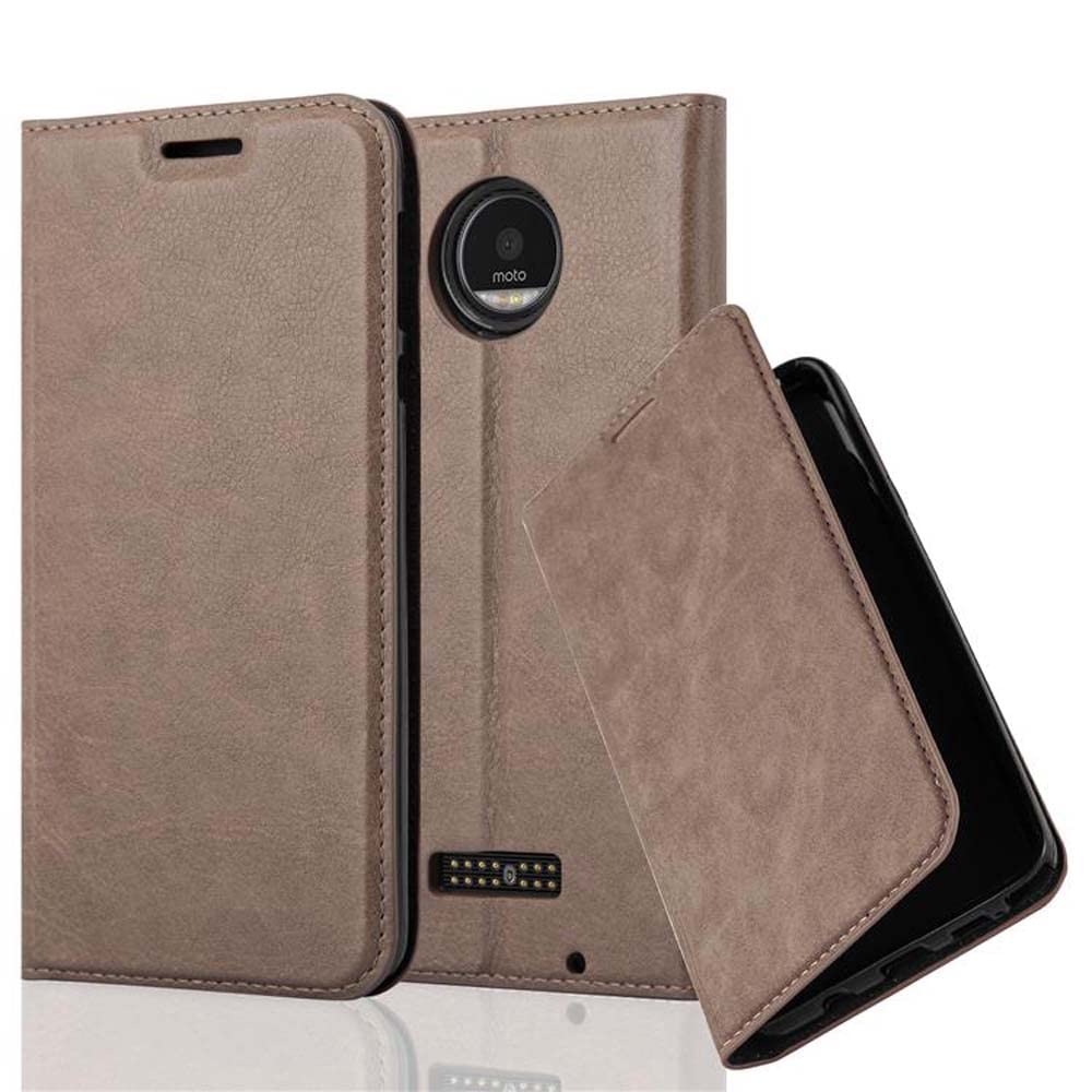 cadorabo Book Case works with Motorola MOTO Z in COFFEE BROWN - with Magnetic Closure, Stand Function and Card Slot - Wallet Etui Cover Pouch PU Leather Flip