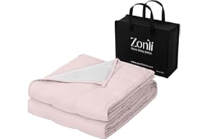 ZonLi Weighted Blanket for Adults(60"x80",15lbs, Pink/Light Grey) Queen Size High Breathability Cooling Heavy Blanket, Soft M