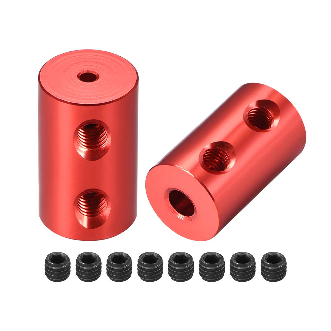 sourcing map 2mm to 4mm Bore Rigid Coupling Set Screw L20XD12 Aluminum Alloy,Shaft Coupler Connector,Motor Accessories,Red,2pcs