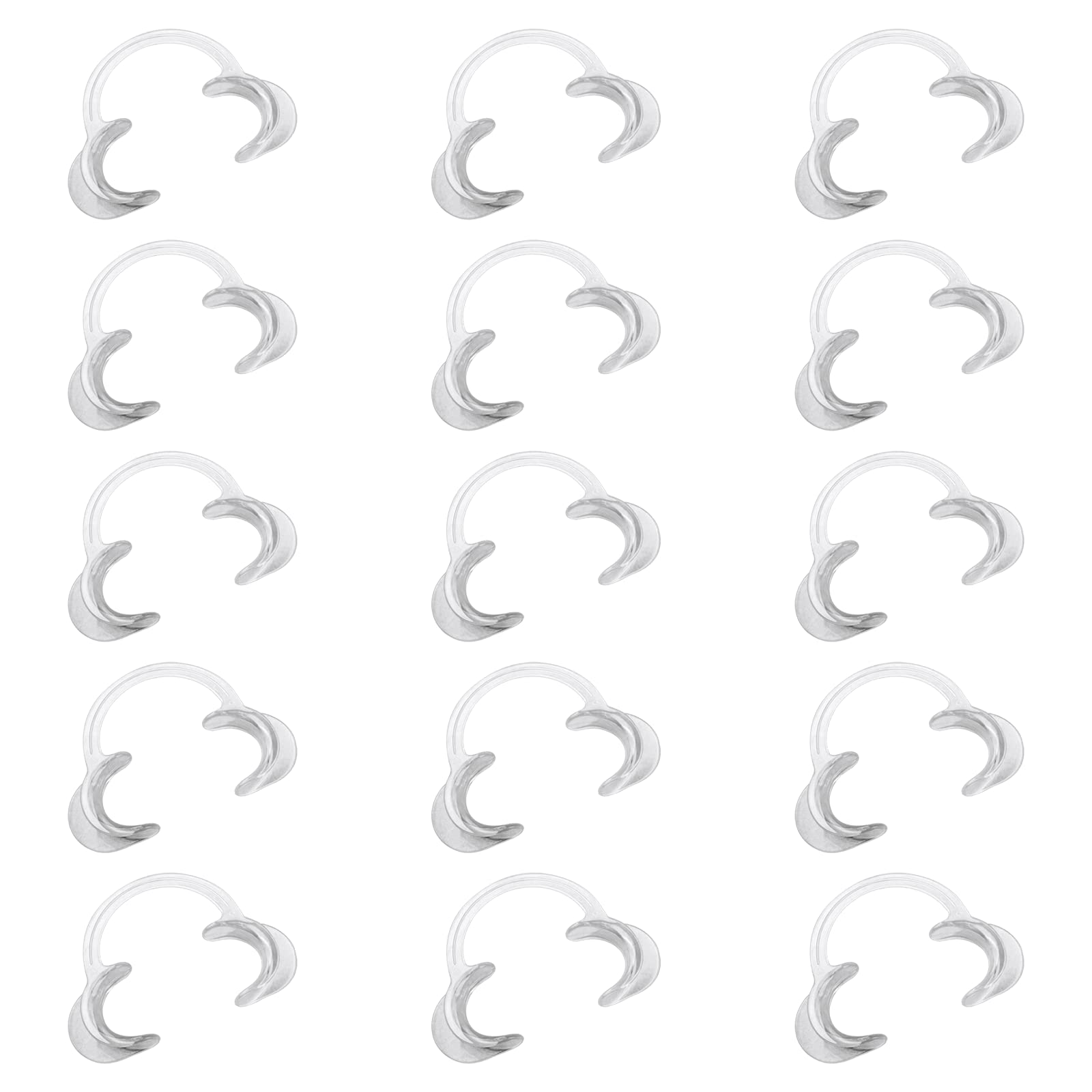 Mouthpieces Replacement C-Shape Cheek Retractors for Mouthguard Challenge Game or Dentistry – Clear Dental Mouth Opener, 15 Pcs, Size M(120X80X20mm)