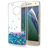 Moto G5 Plus Case,Moto G Plus 5th Generation Case with HD Screen Protector for Girl Women,LeYi Glitter Shiny Liquid Moving Quicksand Clear TPU Phone Case for Motorola Moto G5 Plus X 2017 ZX Blue