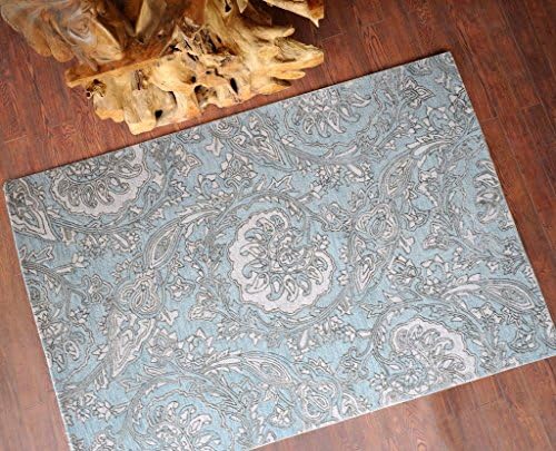 The Rug Barn Hand Made Duck Egg &amp; Silver Wool &amp; Viscose Munnar Rug (8' x 5'), 1 Piece (Free Express Shipping)