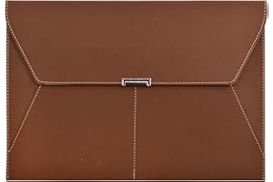 VANRA File Folder Document Holder Organizer Waterproof Portfolio Leather Folder Case with 3 Pockets, Filing Envelopes for A4 Letter Size Paper with Snap Magnetic Button Closure (Brown)