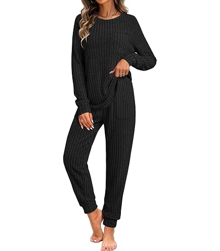 Amazon.com: JUSTFASHIONNOW Womens Ribbed Lounge Sets 2 Piece