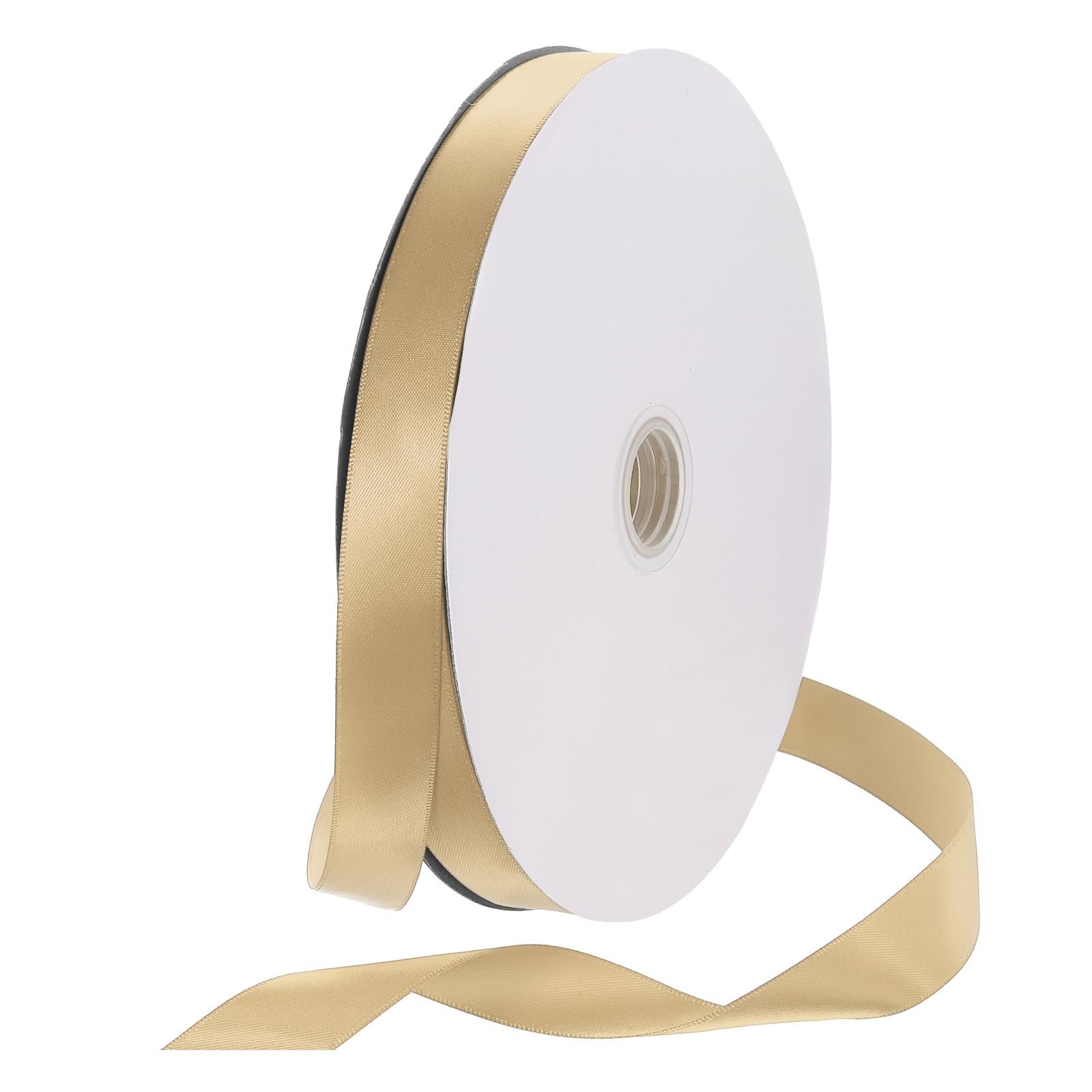 Rebower 20mm Satin Ribbon 91m Thick Double Face Grosgrain Silk Ribbon, [for Gift Wrapping, Hair Bows, Wedding, Cake, Flower] - 100 Yard/300ft/ Champagne