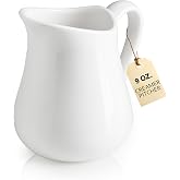 LYEOBOH 9 OZ Creamer Pitcher, Small White Creamer Pitcher for Coffee, Milk, Modern Kitchen Accessory - Ceramic