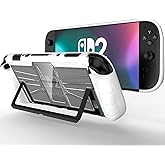 NINKI Silicone Cover for Nintendo Switch 2 2025 Case Kickstand, Hard Thin Anti-Scratch PC + TPU Transparent Back Bumper Stand Switch 2 Protection Wrap for Nintendo Switch 2 Case Accessories, White