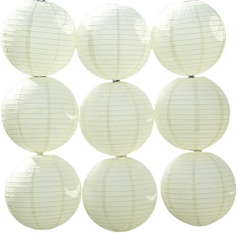Amazon Co Jp Yiyilai ９個セット 手作り 紙提灯 セット 無地 イベント 飾り パーティー 飾り付け 祭り 結婚式 屋台 クリーム 10cm ホーム キッチン