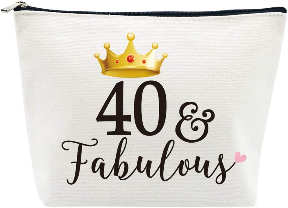 40th Birthday Gifts for Women 40th Birthday Party Supplies and Decorations 40 and Fabulous Turning Forty Makeup Bag Funny 40th Gifts Idea