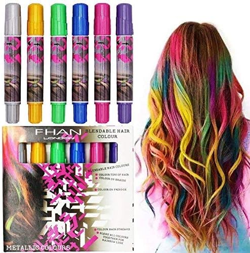 ヘアチョークペン 6色セット グリッター キラキラ おしゃれ染め 閃光 ヘアカラーチョーク 1日落とせる 一時的の髪染め ヘアケア パステル 安全 無毒 ソフト染料 ヘアスタイリング 絵の具 クレヨン コスプレ ハロウィン仮装 クリスマス パーティー 舞台化粧 染髪剤 プレゼント