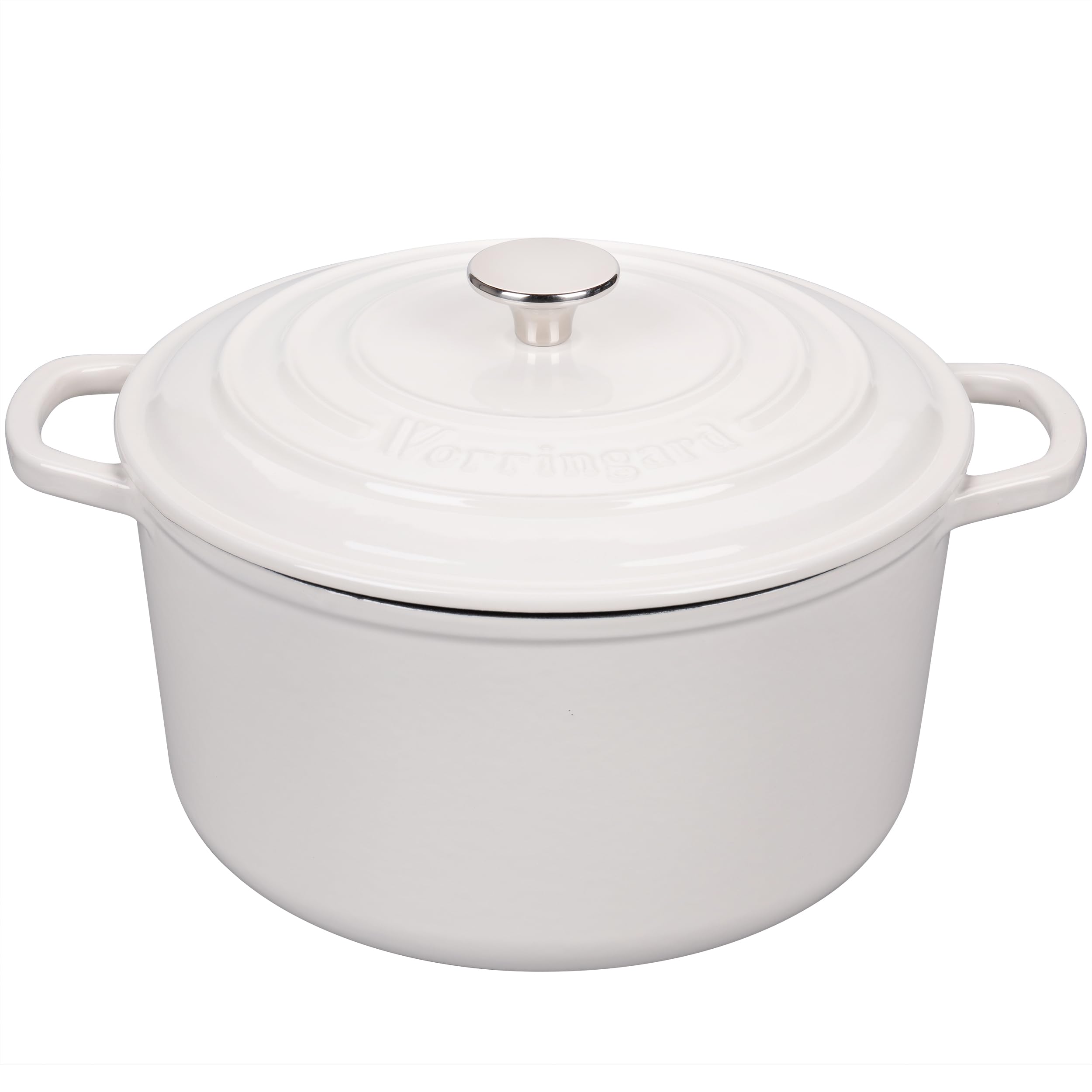 VORRINGARD Enameled Cast Iron Dutch Oven Pot with Lid, for Sourdough Bread Baking, Round Dutch Ovens, 6 Quart, White Image