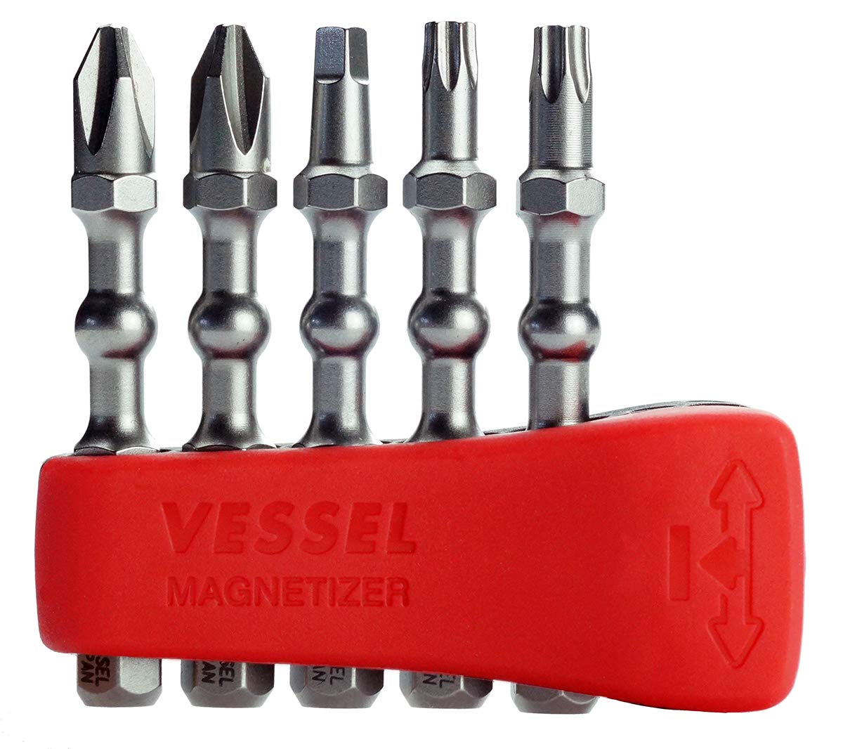 VESSEL EIBMG50K003 Impact Ball Bit Set PH2, SQ2, T20, T25 50mm 5-Piece Set