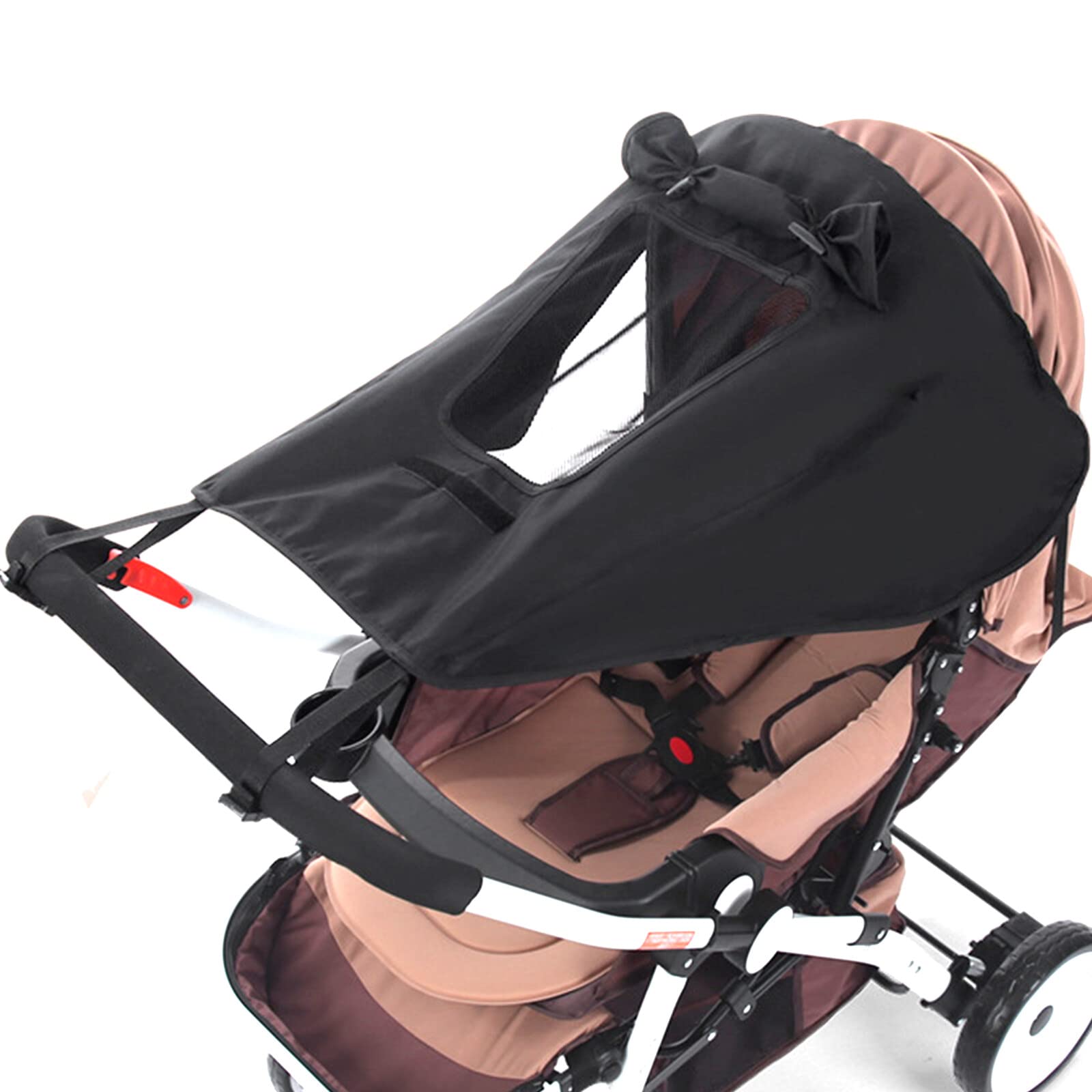 FEMONGY pram Sun Shade Cover UV Protection 50+ and Waterproof, with Viewing Window and Shade Wing, Easy to Install, Black