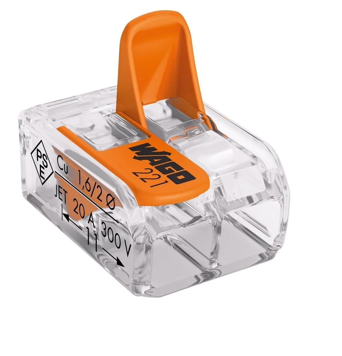 Wago 222-412 2-Port Lever Cage Clamp Terminal Block Connectors - Grey (Pack of 10)