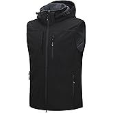33,000ft Men's Lightweight Softshell Vest Hooded Outerwear Zip Up Fleece Lined Windproof Sleeveless Jacket for Golf Running