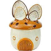 Sizikato 4pcs Porcelain Measuring Spoons with Base, Cartoon Mushroom House Shape